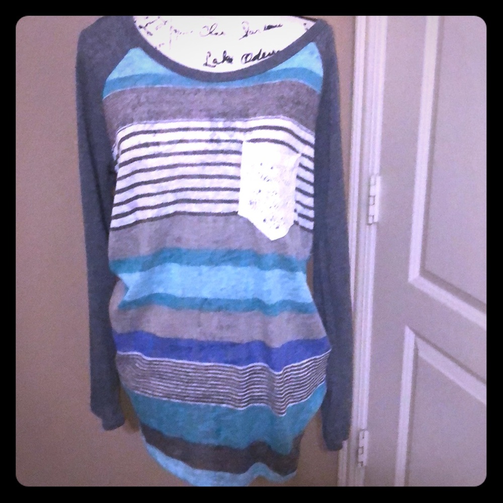 Flamingo Urban striped top with lace pocket tee